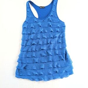 Y2K WET SEAL Vintage Metallic Blue Shutter Tank Women's Large GrungeCore